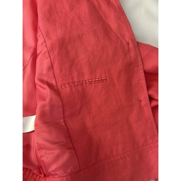 TALBOTS Irish Linen Blazer Women 18 Pink Jacket Lined Crop Button Pocket Office - Picture 12 of 13